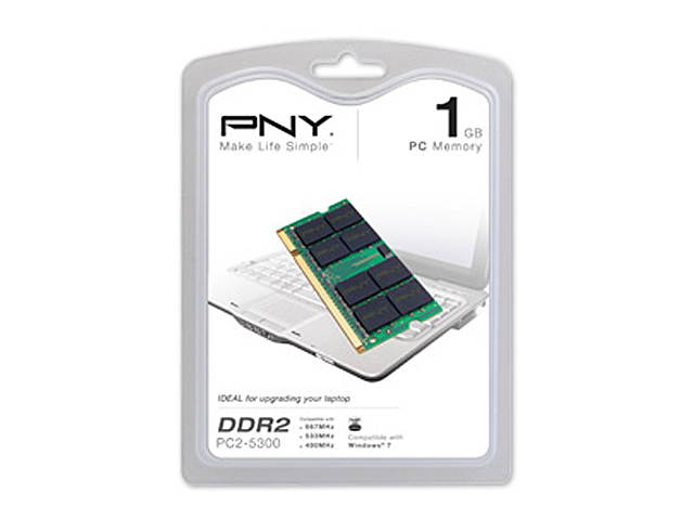 PNY 1GB 200-Pin DDR2 SO-DIMM DDR2 667 (PC2 5300) Laptop Memory Model MN1024SD2-667