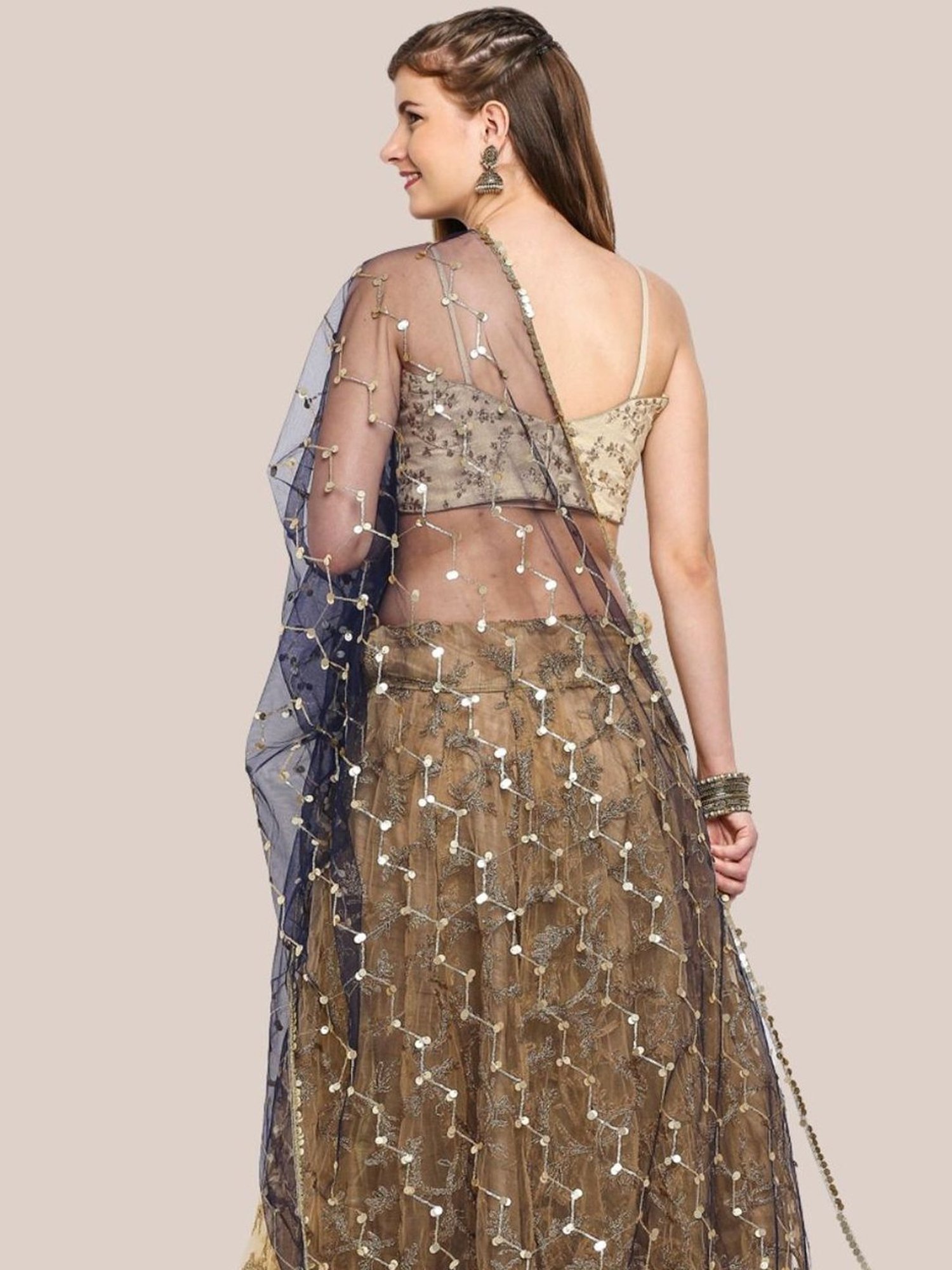 Dupatta Bazaar Navy Embellished Dupatta