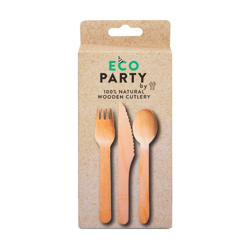 18pk Disposable Party Wooden Cutlery