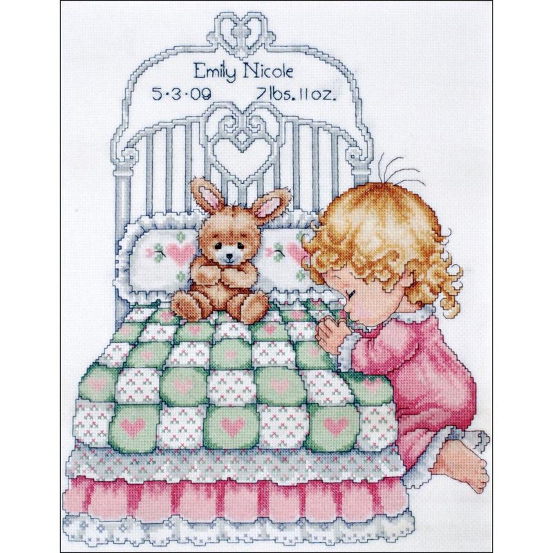 Tobin Counted Cross Stitch Kit 11"X14"-Bedtime Prayer Birth Record (14 Count)