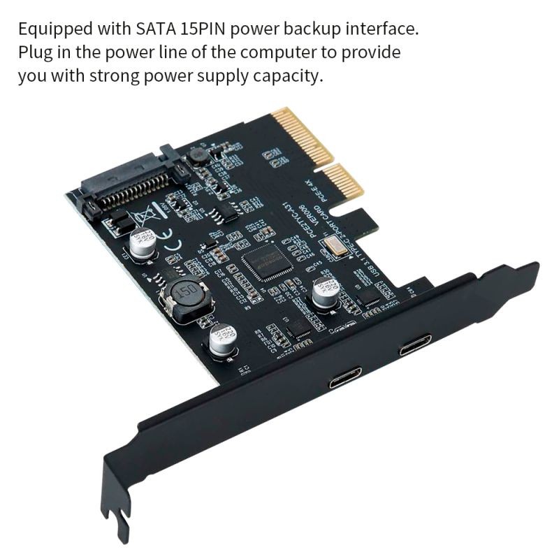 Add on Cards USB 3.1 Dual 10Gbps 2x Type-C Ports PCI Express Controller Riser Card Expansion Adapter for Mac Pro Windows Miner