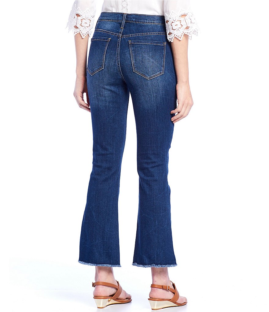 Code Bleu High Rise Crop Kick Frayed Hem Jeans