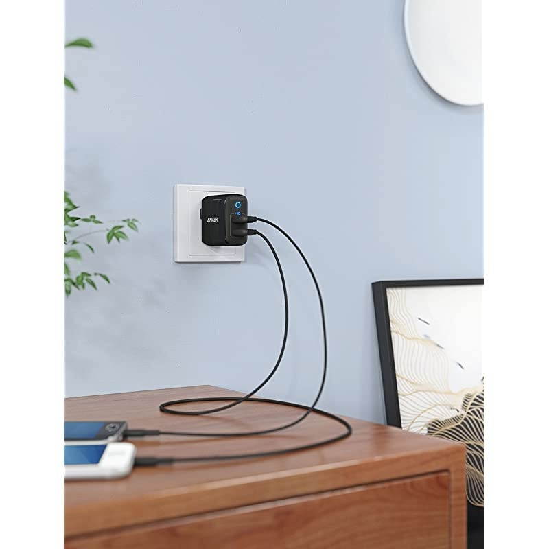 Dual USB Wall Charger PowerPort II 24W UltraCompact Travel Charger with PowerIQ Technology and Foldable Plug for iPhone XSMaxXRX876Plus iPad ProAir 2mini 4 Galaxy S9S8+ and More