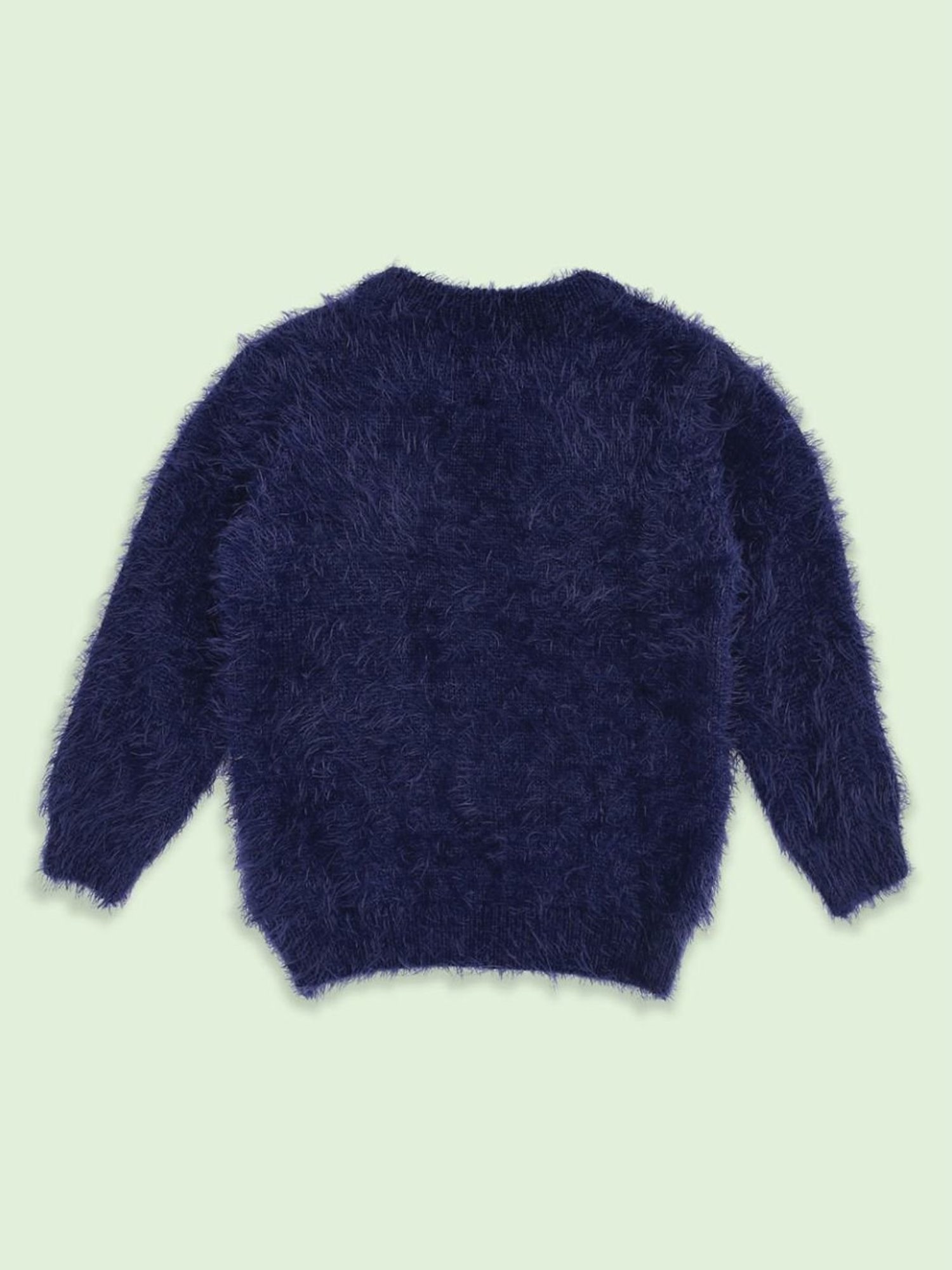 MINIKLUB Girls Green Self Design Full Sleeves Sweater