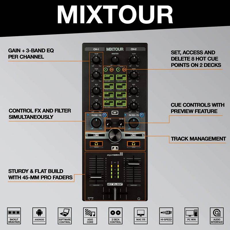Reloop MIXTOUR All-in-One DJ Controller with Audio Interface #AMS-MIXTOUR