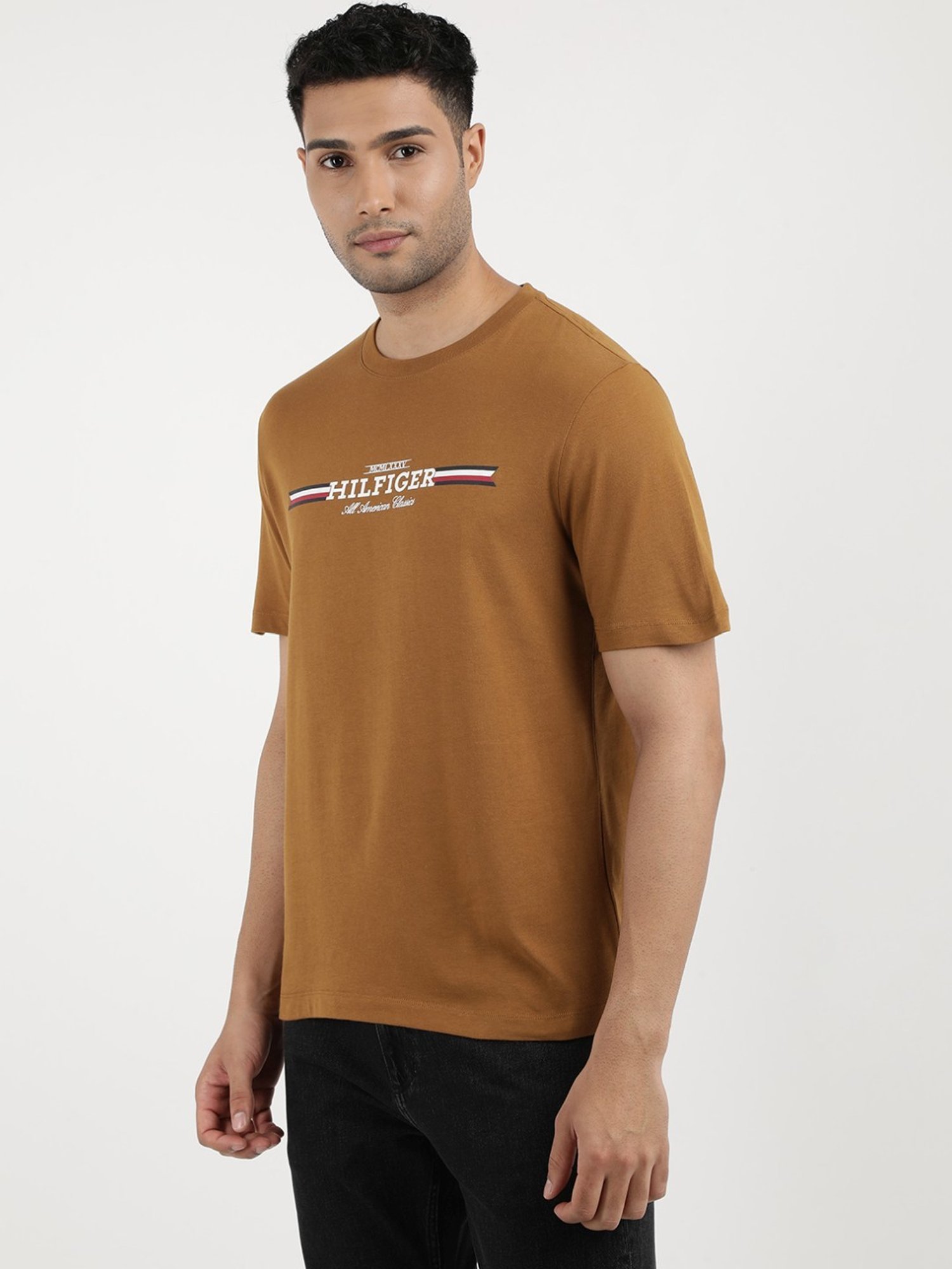 Tommy Hilfiger Country Brown Cotton Regular Fit Printed T-Shirt