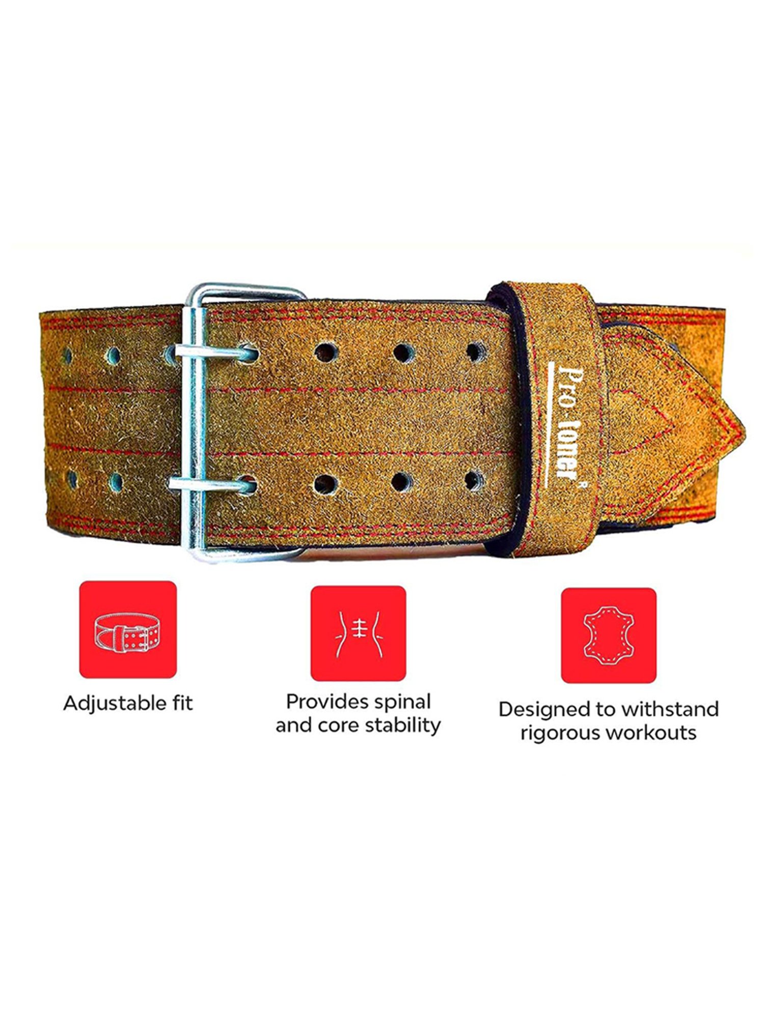 Protoner Suede Leather Weight Lifting Gym Belt (Brown)