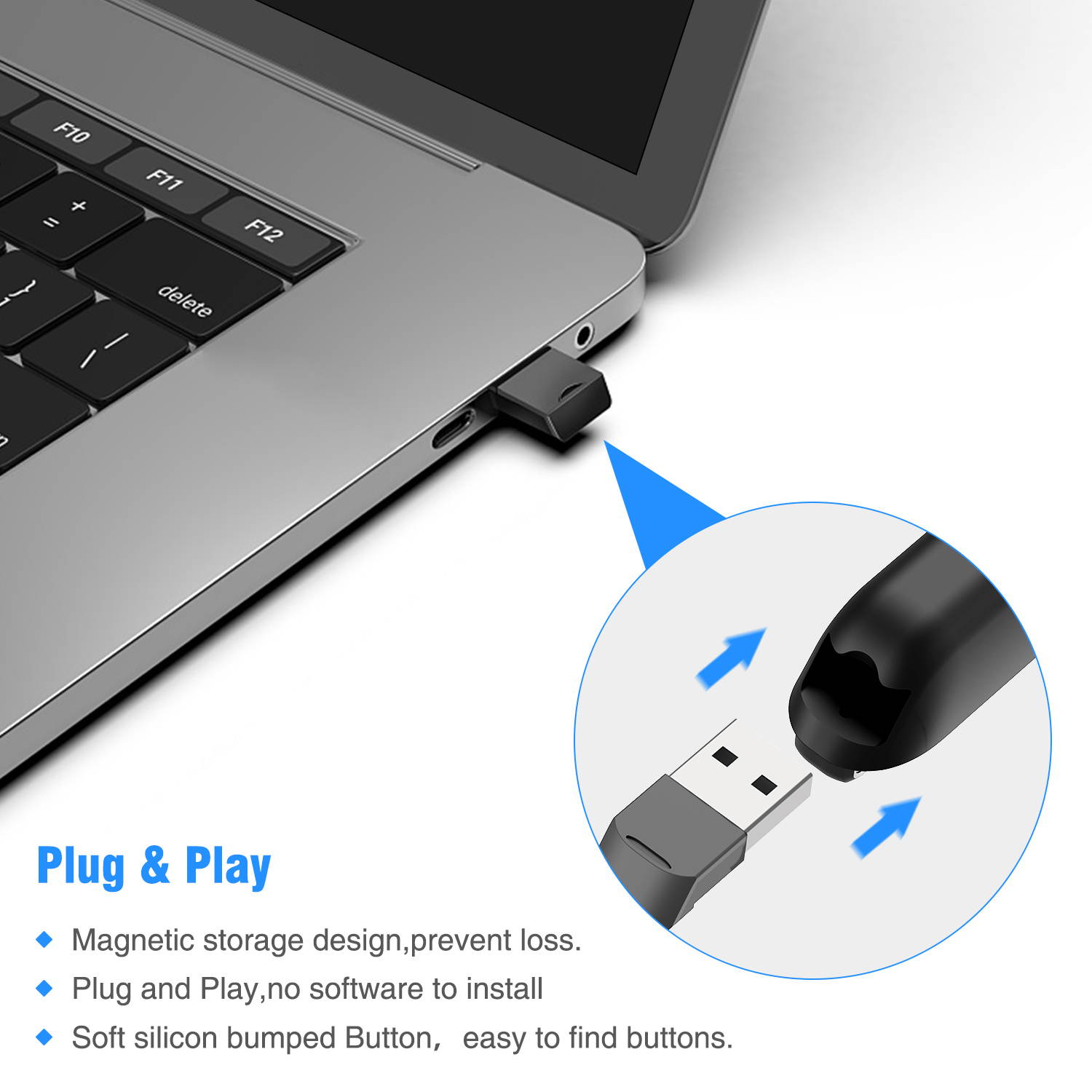 Rechargable RF 2.4G Wireless Presenter with Air Mouse PowerPoint Remote Control PPT Clicker Presentation Laser Pen