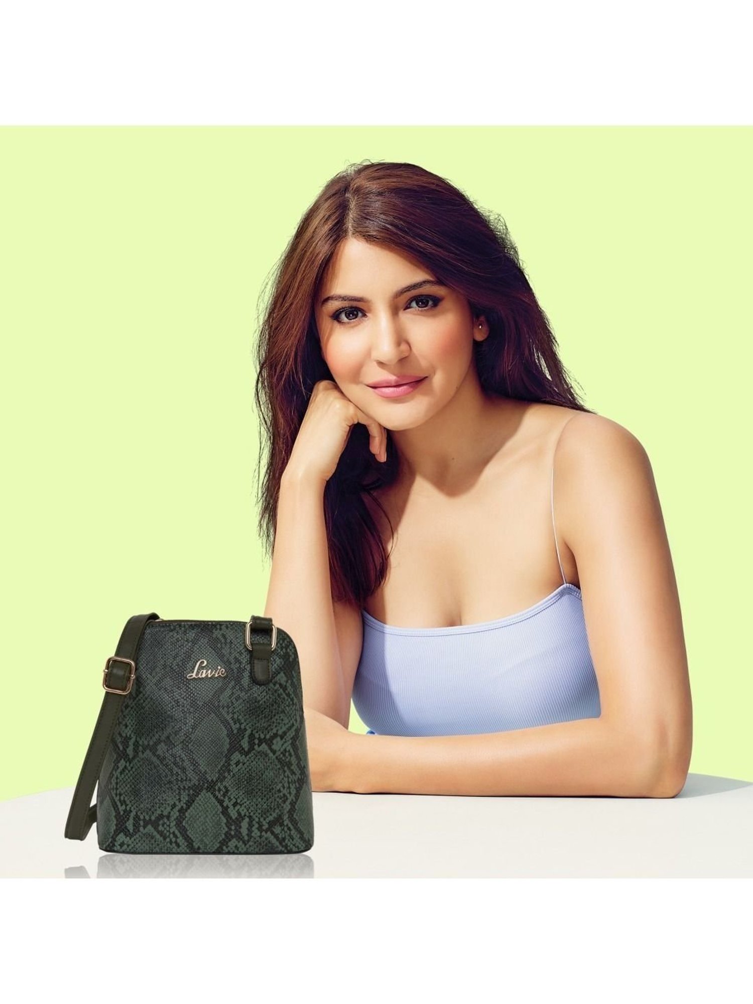 Lavie Green Textured Medium Sling Handbag