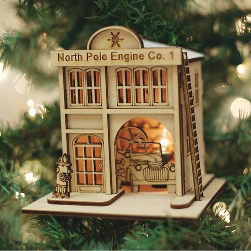 Ginger Cottages 4.0" North Pole Engine Co. #1 Firehouse Truck Hydrant  -  Tree Ornaments