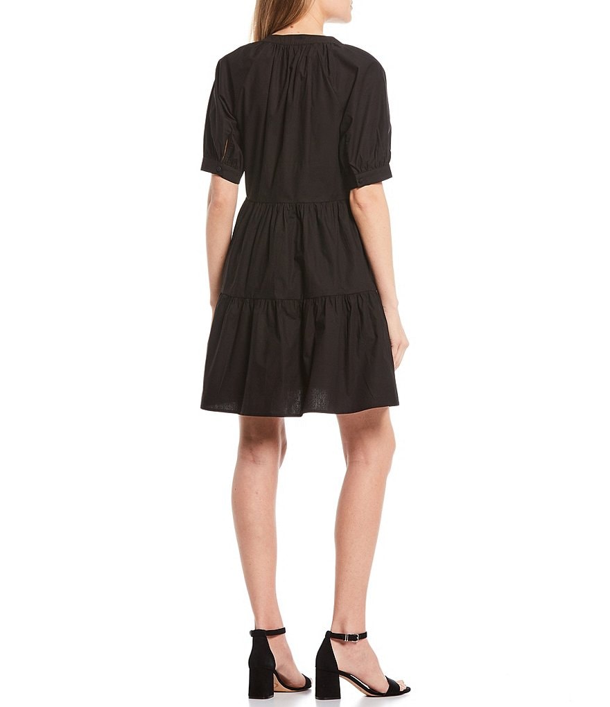 Love & Piece Short-Sleeve Chambray Babydoll Dress