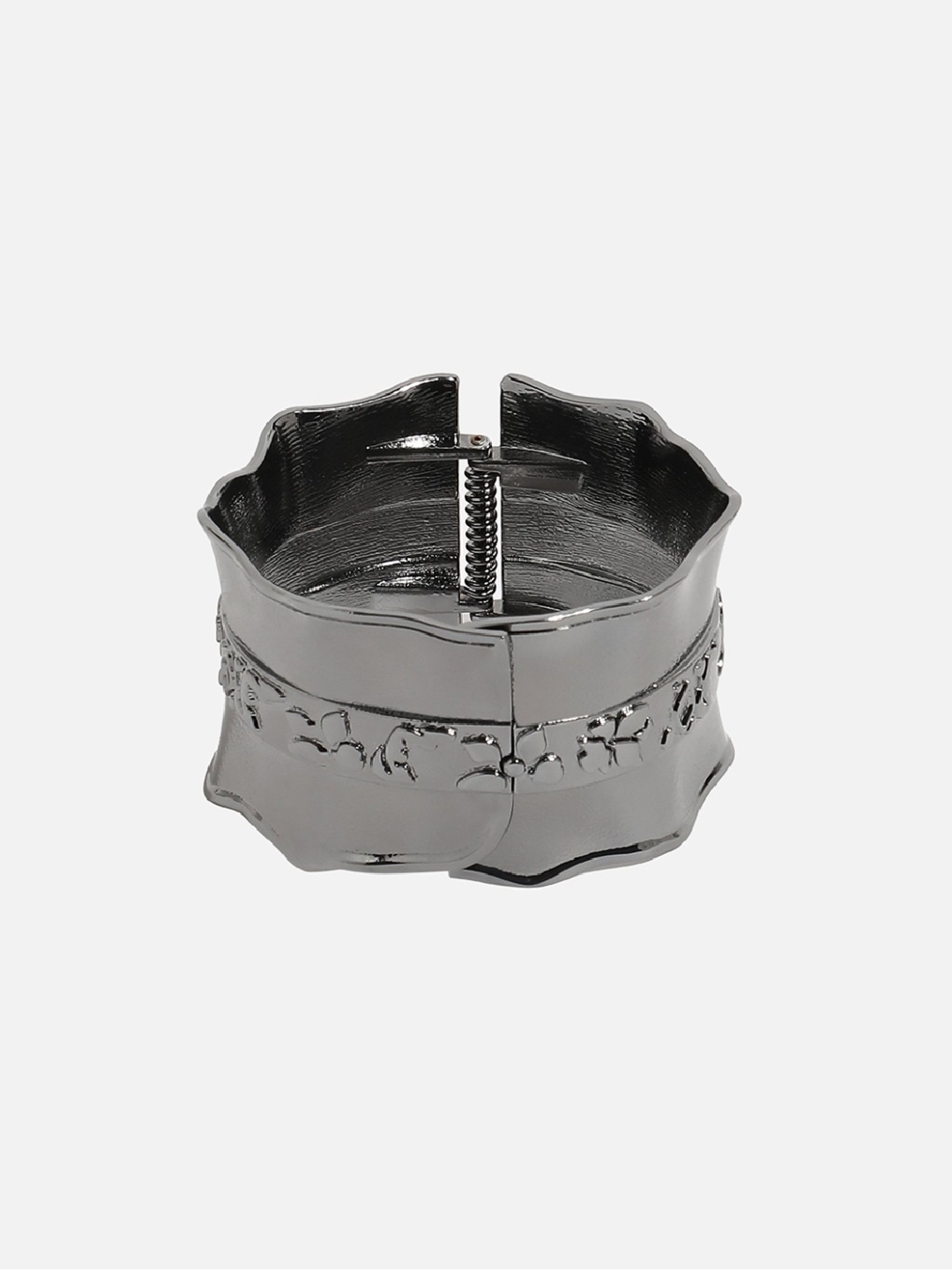 Sohi Women's Dented Texture Bracelet - Dark Silver