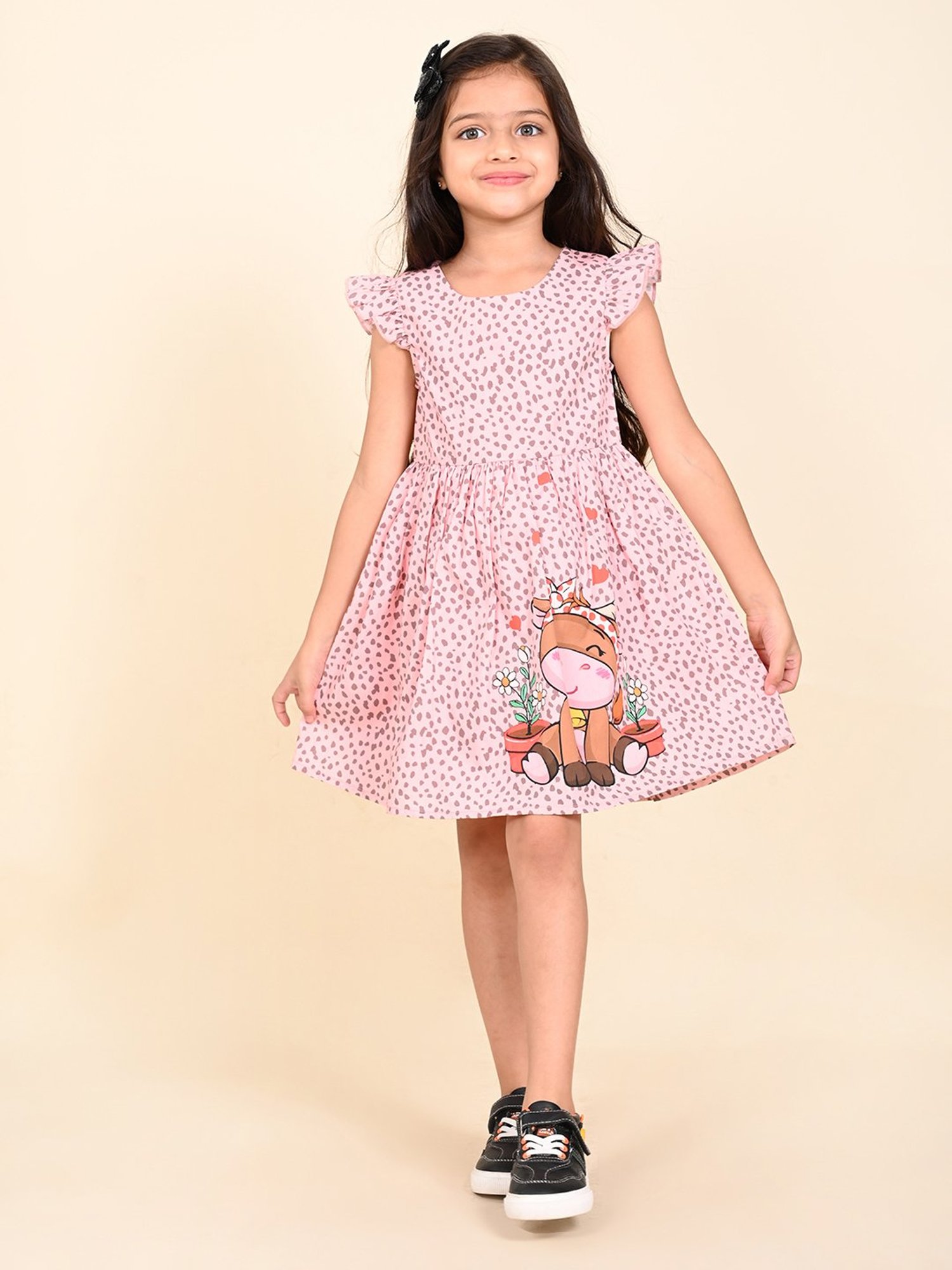 LilPicks Kids Pink Printed Dress