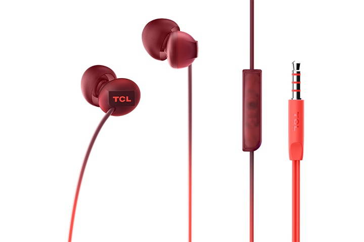 TCL Sunset Orange In-ear Headphones with Mic - SOCL300OR - Stereo - Wired - 28 Ohm - 10 Hz - 23 kHz - Earbud - Binaural - In-ear - Sunset Orange, Translucent