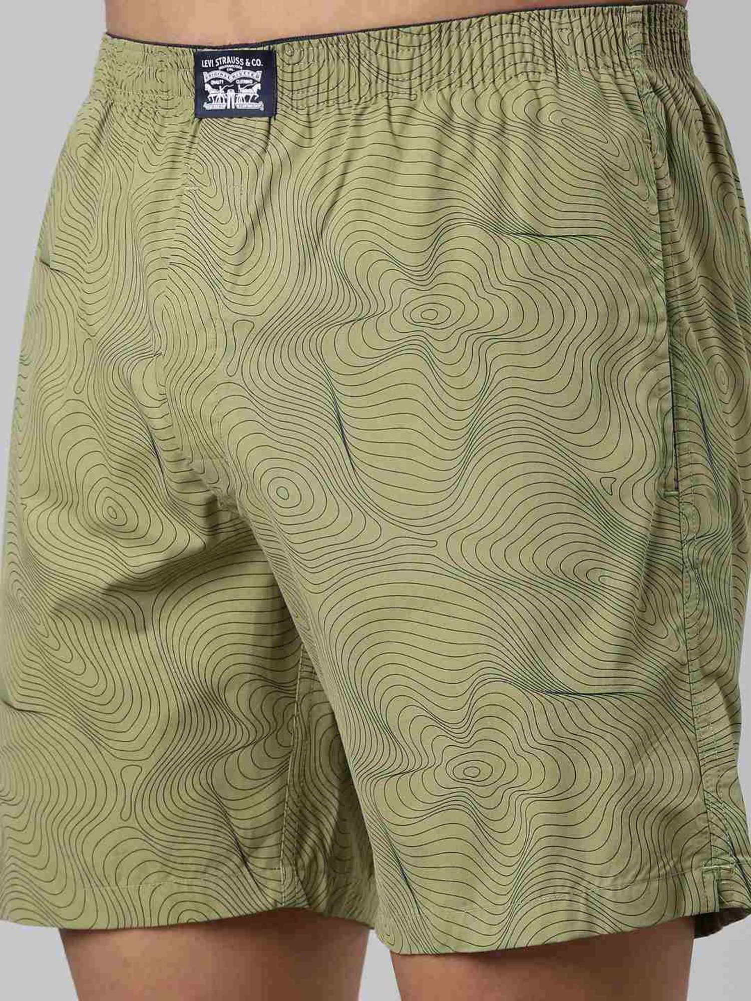 Levi'S Green Pure Cotton Relaxed Fit Printed Shorts