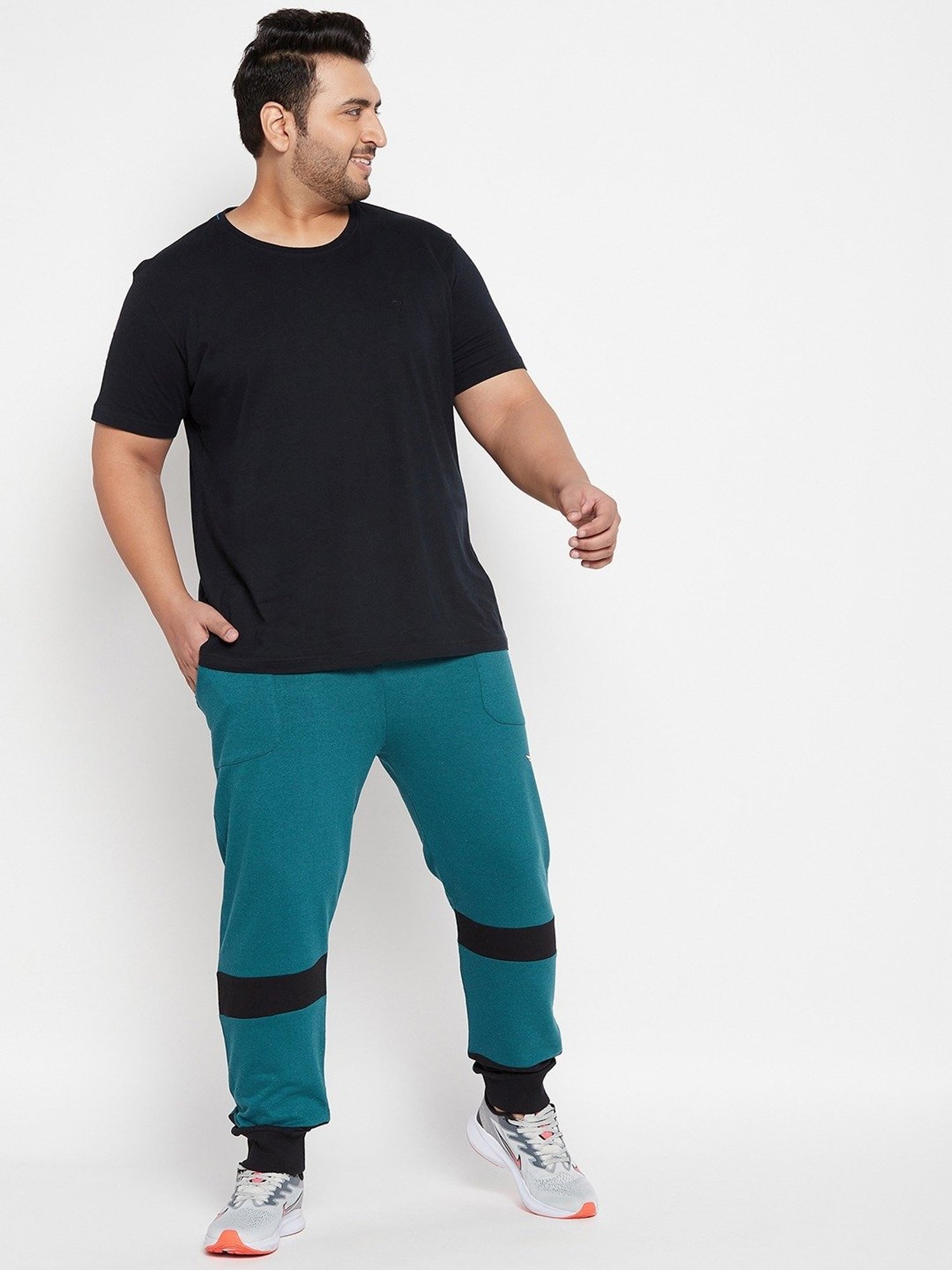 Bigbanana Royal Blue Cotton Regular Fit Colour Block Joggers