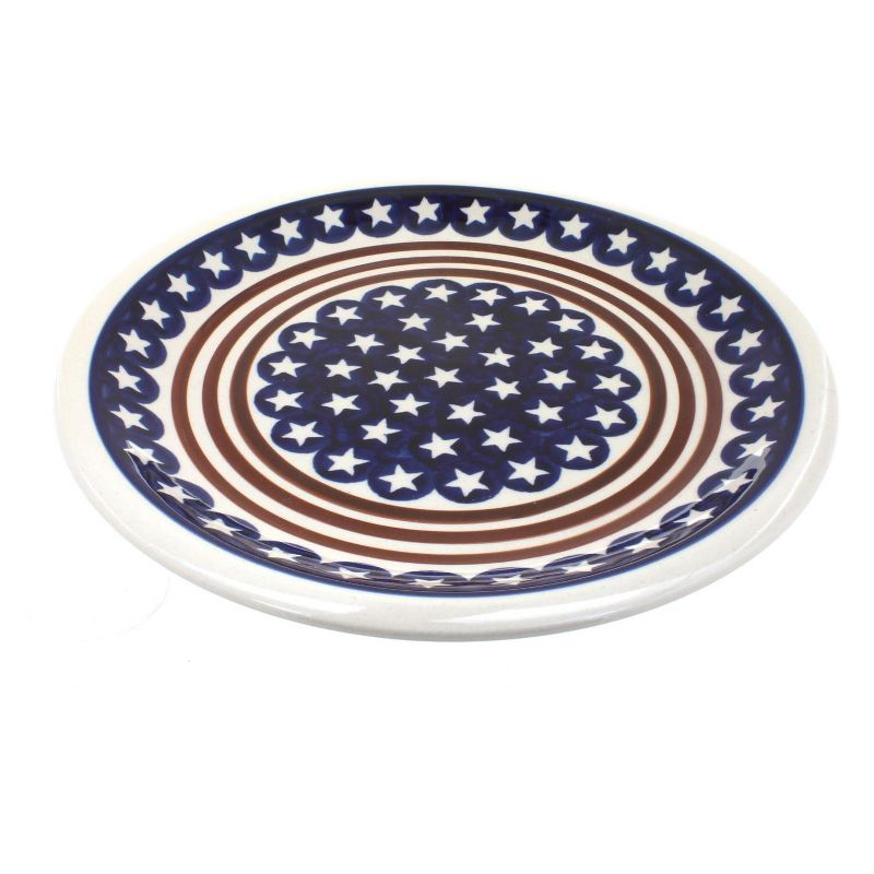 Blue Rose Polish Pottery Stars & Stripes Dinner Plate