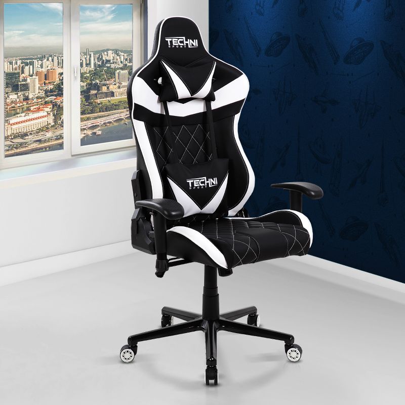 Ergonomic High Back Racer Style Video Gaming Chair White - Techni Sport