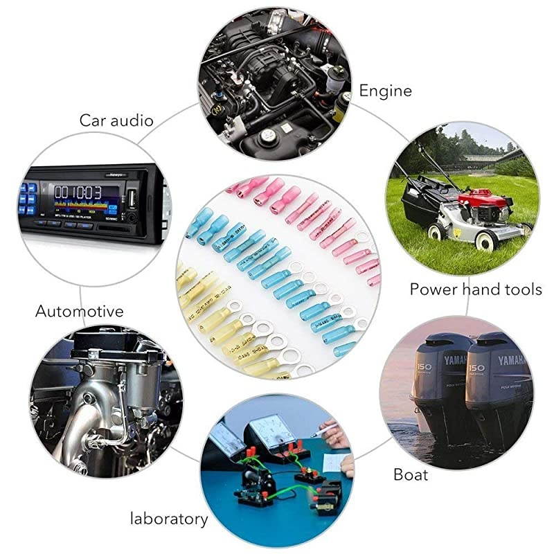 300 Pcs Heat Shrink Wire Connectors,  Waterproof Marine Electrical Wire Terminals Kit Automotive Copper Wire Electrical Connectors