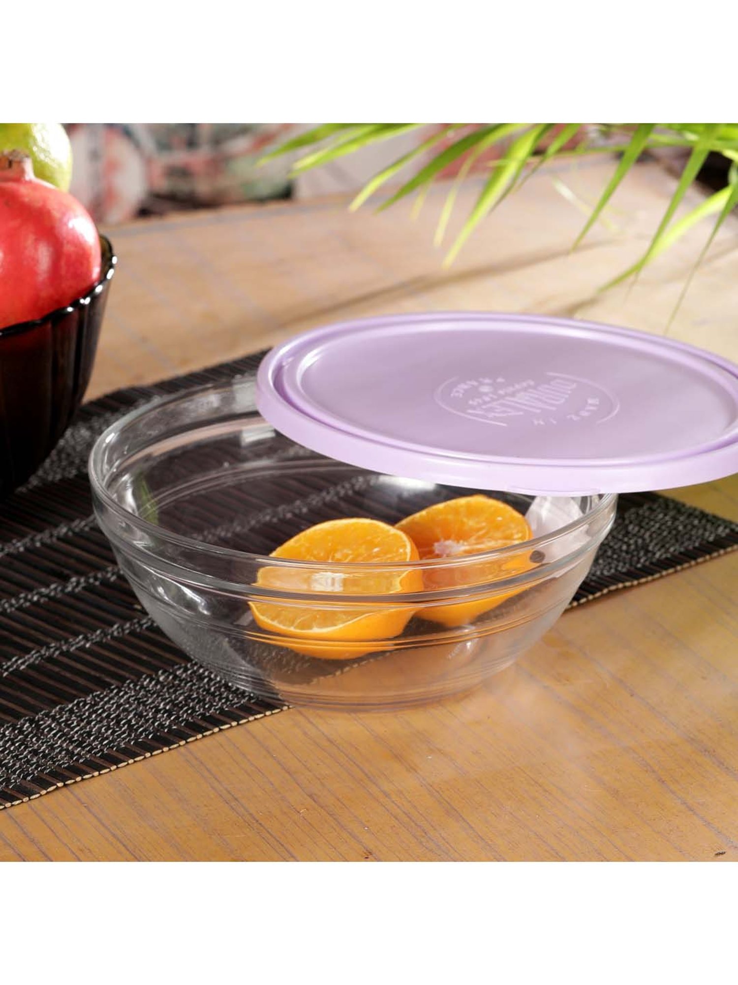 Duralex 'Freshbox' Transparent & Purple Glass 20.5 cm Container With Lid (1.59 L) - Set of 1