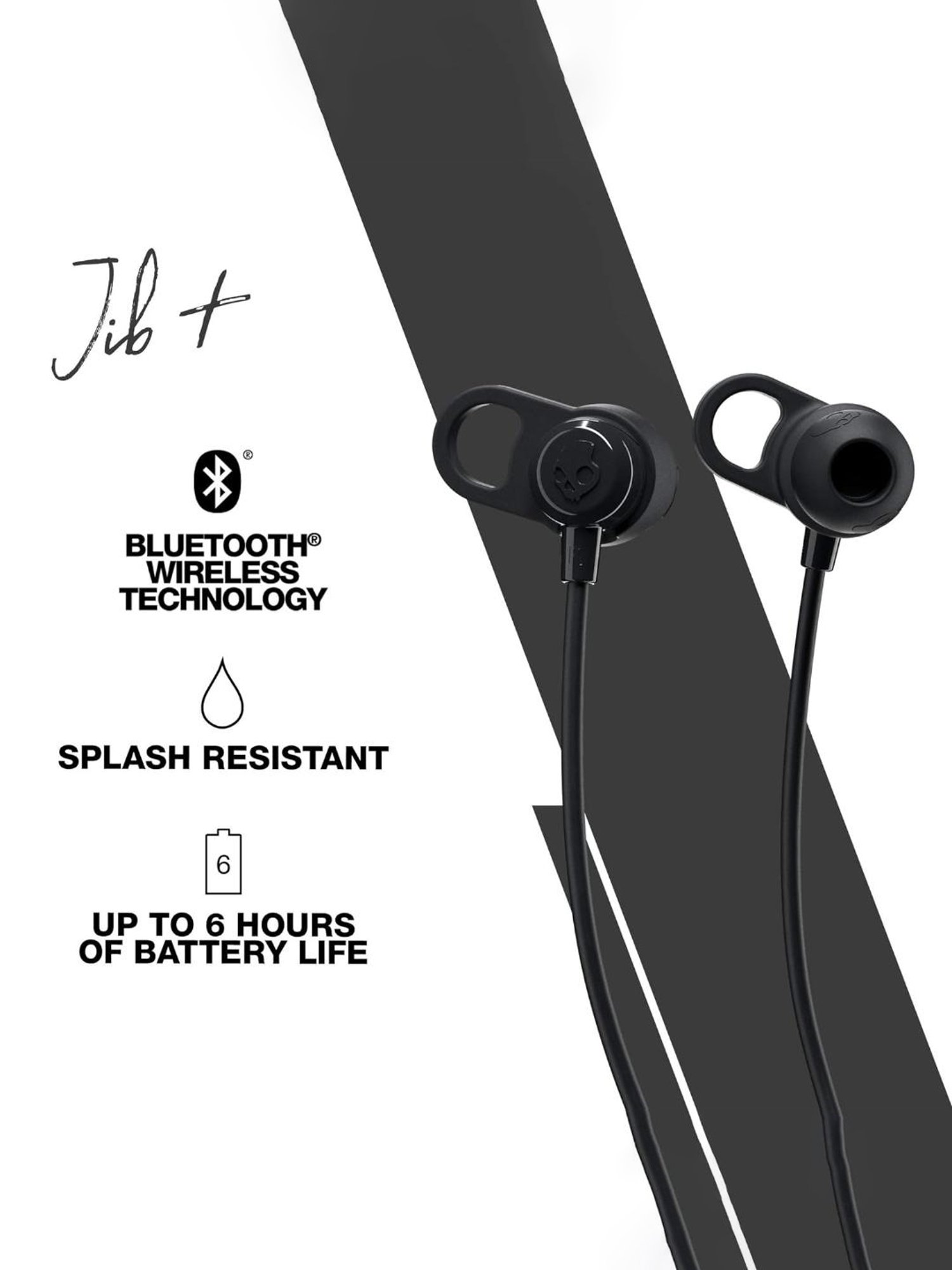 Skullcandy Jib Plus Wireless In-Ear Neckband with Mic (Black)