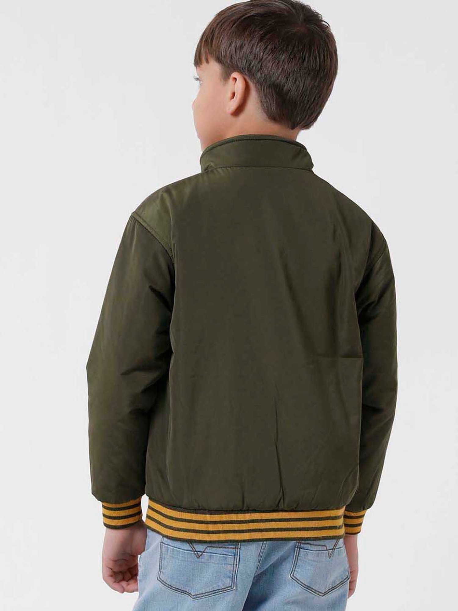 Kate & Oscar Kids Olive Embroidered Full Sleeves Jacket