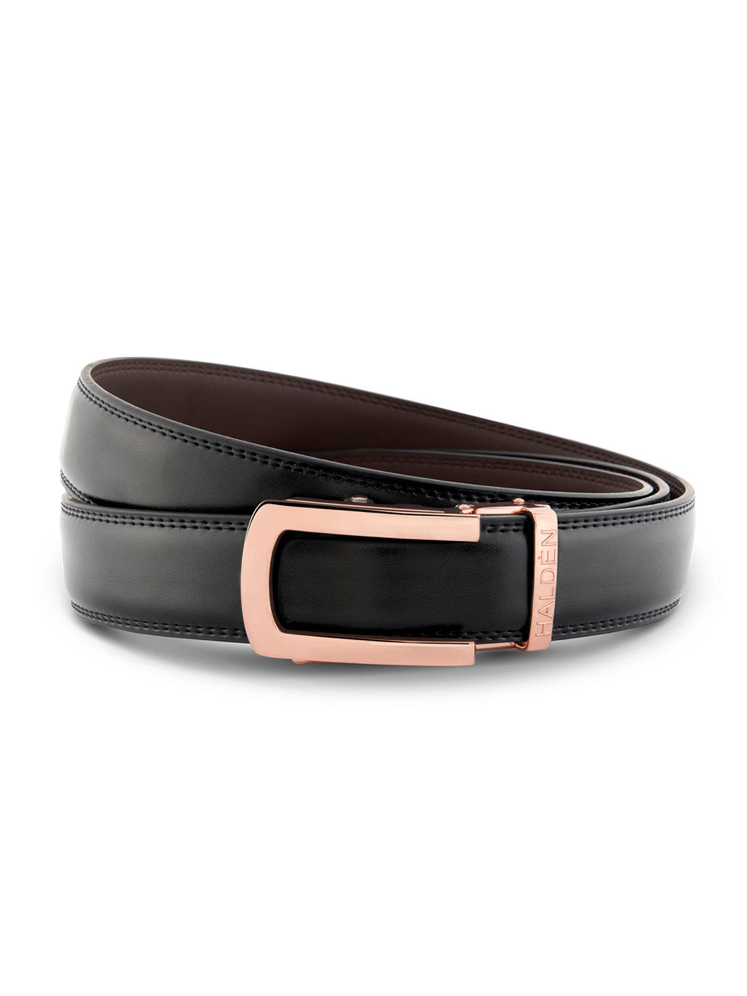 Halden Black Burley Formal Belt With Classic Rose Gold Matt Buckle