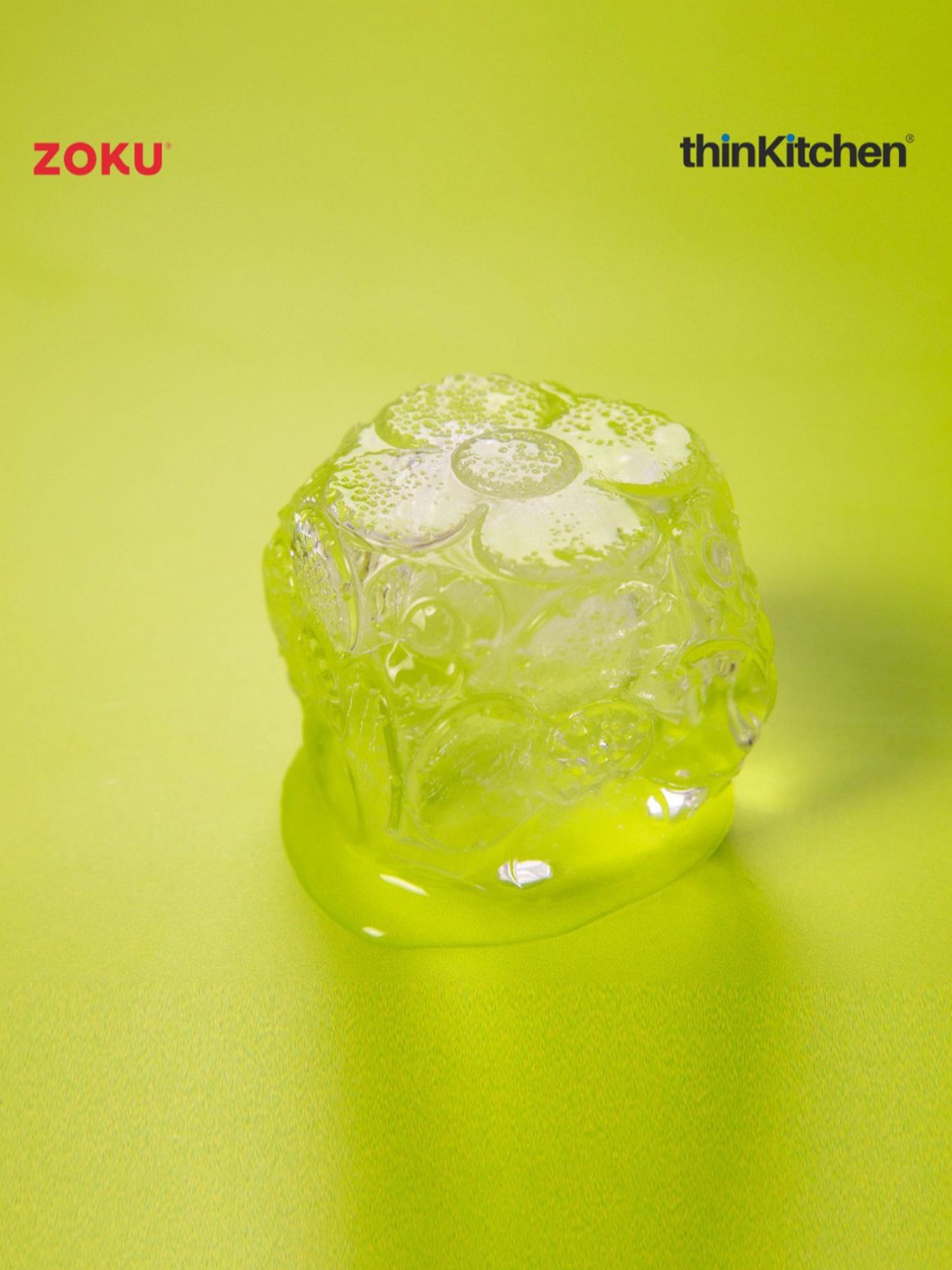 ZOKU Green Silicone Unique Ice Molds with Lid