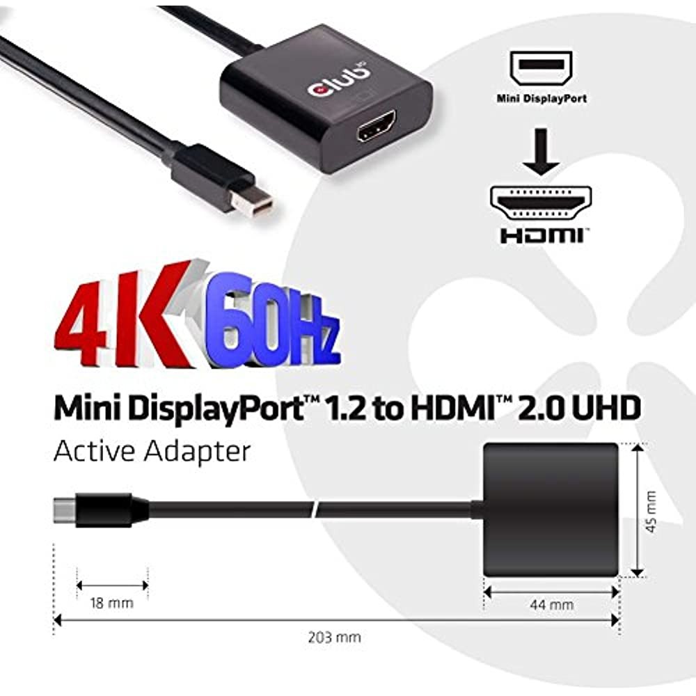 Club 3D Mini Displayport&trade; 1.2 To Hdmi&trade; 2.0 Uhd Active Adapter