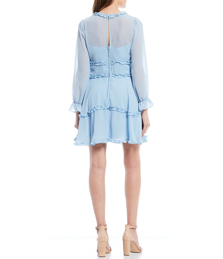 B. Darlin Long Sleeve Ruffle Detail A-Line Dress