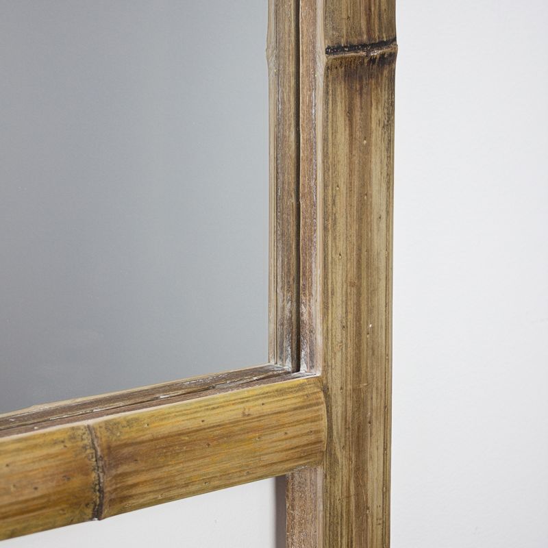 16.3" x 26" Bamboo Wood Framed Wall Vanity Mirror Brown - American Art Decor