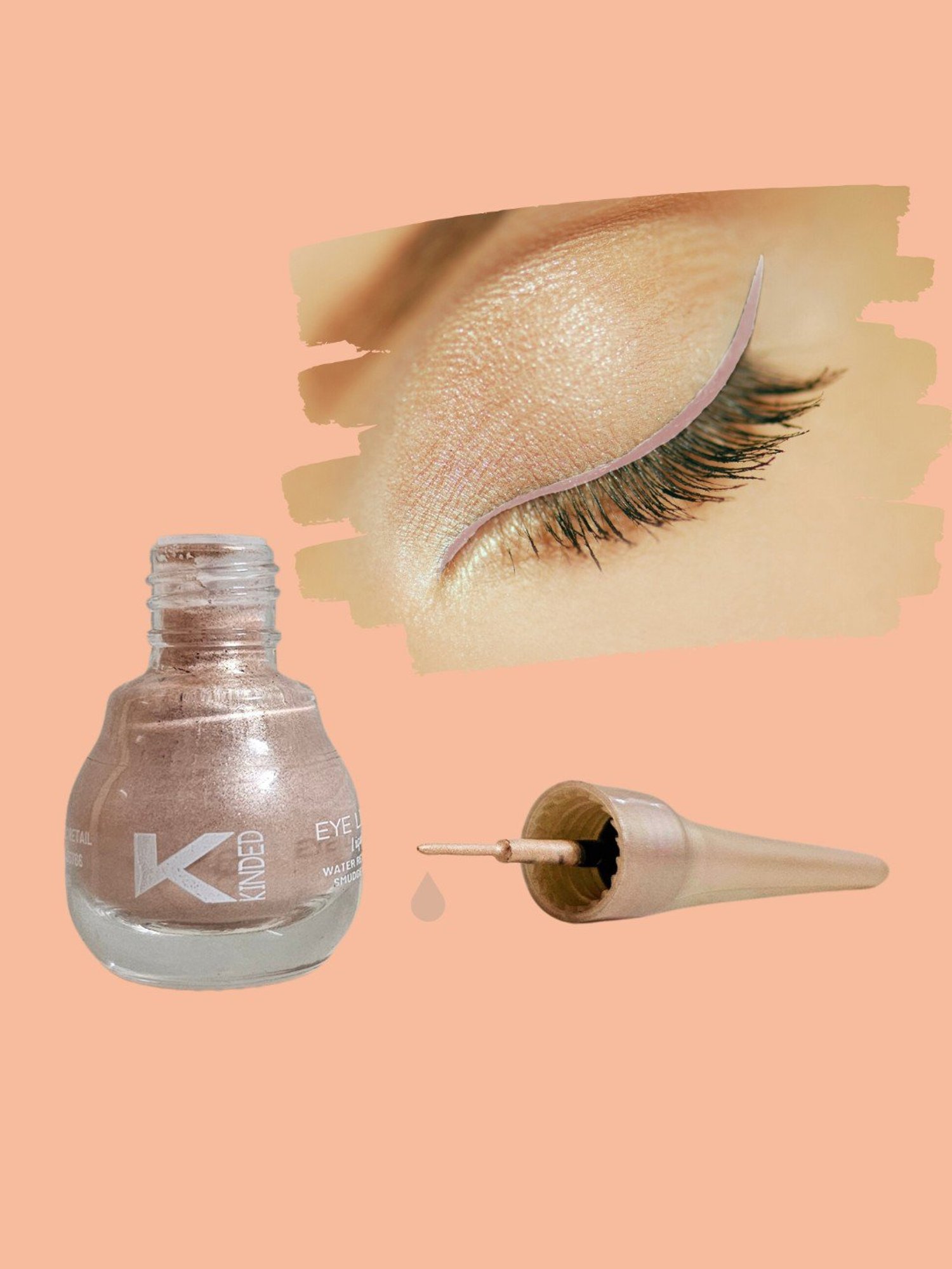 KINDED Liquid Eye Liner Golden Glaze & Greyish Silver Combo