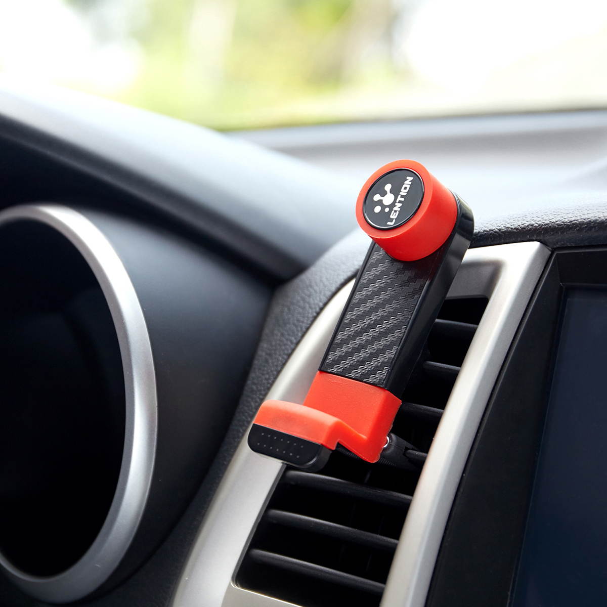 LENTION Air Vent Phone Holder, Mobile Clip Stand Car Mount for 3.5 Inch - 6 Inch iPhone, iPod, Smart Phone, PSP, GPS - Red