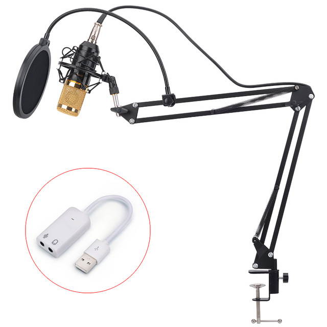 BM 800 Professional Condenser Microphone bm800 Audio Vocal recording for Computer karaoke Phantom power pop filter Sound card