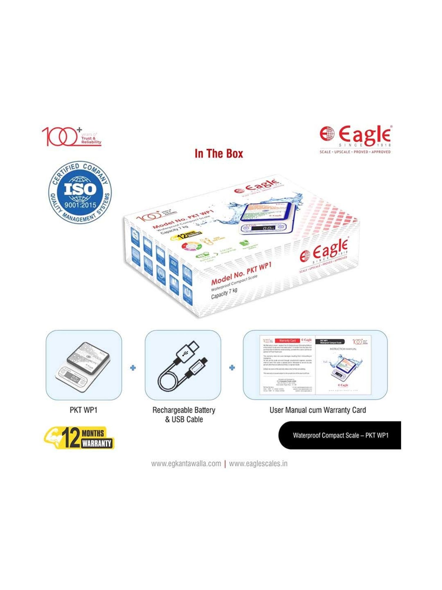 Eagle PKT-WP1 Digital Weight Machine for Kitchen, 7 kg Capacity, 1 g Accuracy,Kitchen Weighing Scale