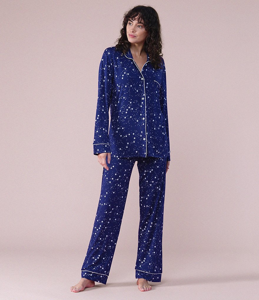 Papinelle Kate Star Printed Long Sleeve Button Front Modal Pajama Set