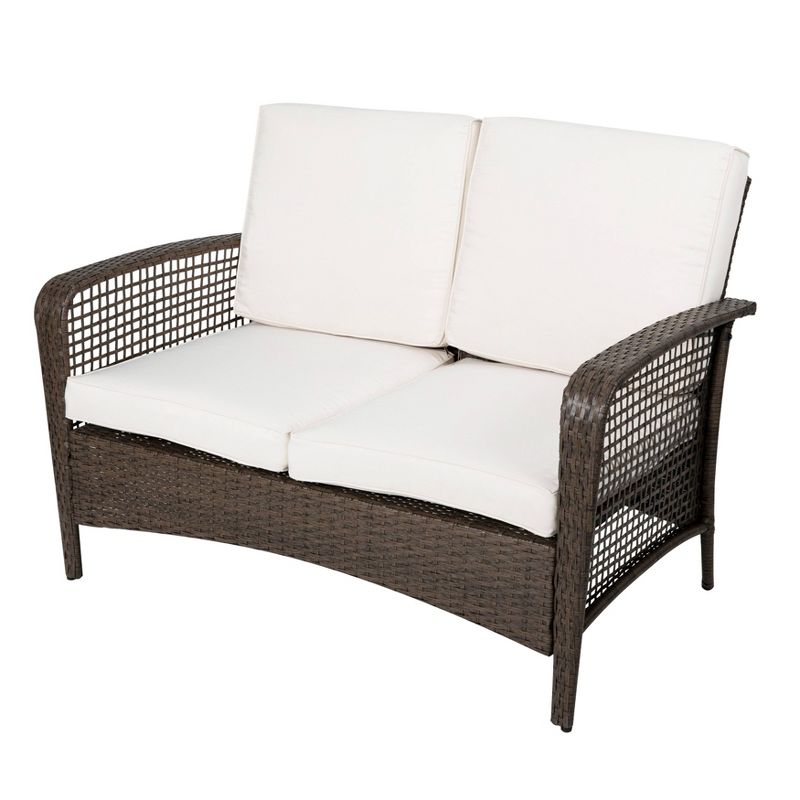 Breckenridge 4pc Seating Set Java Brown Fame Sunbrella Meredian Brick Red Fabric - La-Z-Boy