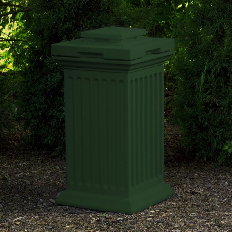 Good Ideas Savannah Outdoor Column 30 Gallon Polyethylene Storage and Waste Bin, Green