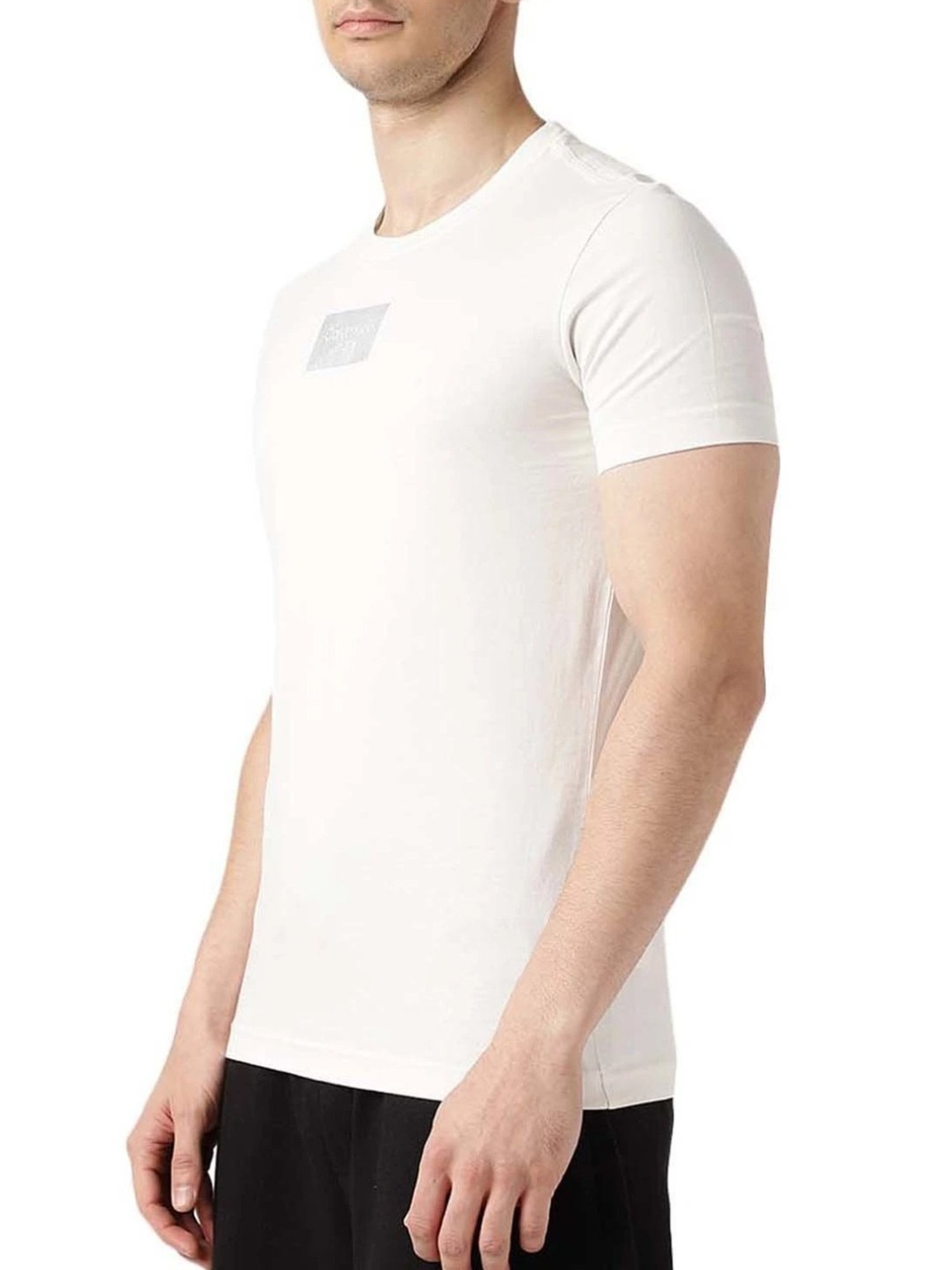 Calvin Klein Jeans Ivory Cotton Slim Fit T-Shirt