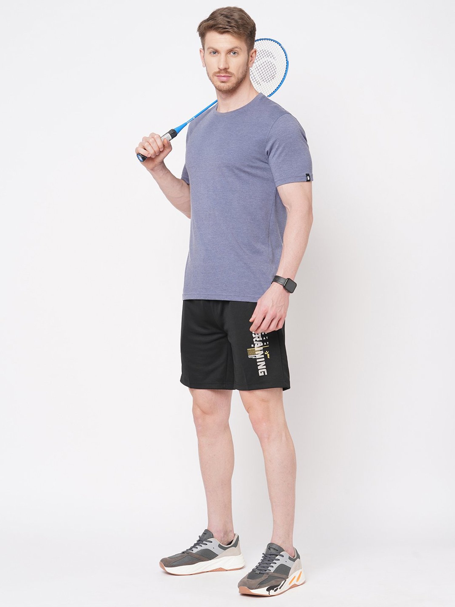 Fitz Black Regular Fit Printed Sports Shorts