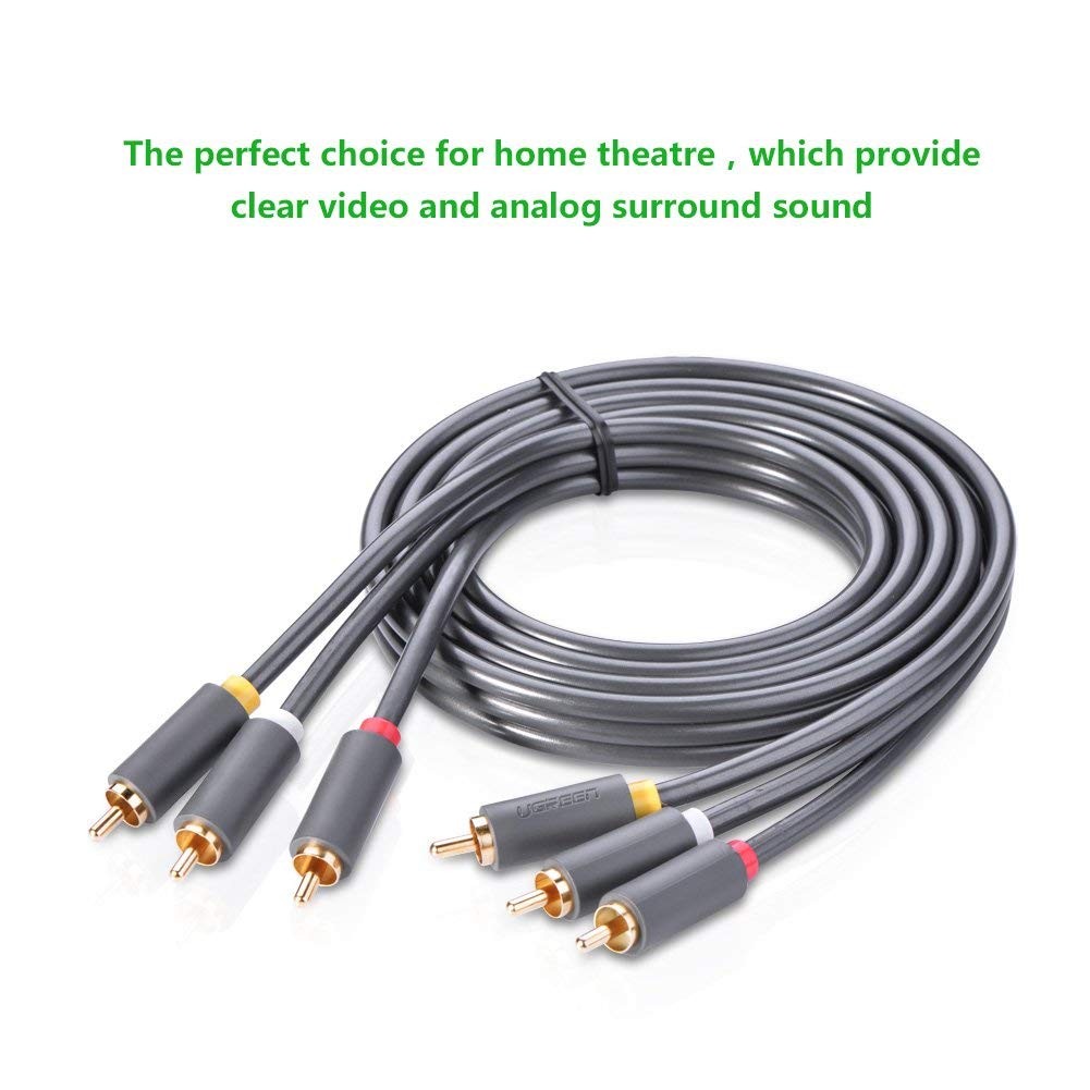 Wanmingtek 3RCA Male to 3RCA Male Video Audio Stereo Cable Subwoofer Cable Audio Cable for Connecting Your VCR, DVD, HDTV and Other Home Theater Audio Video Equipment, 4.5 Feets