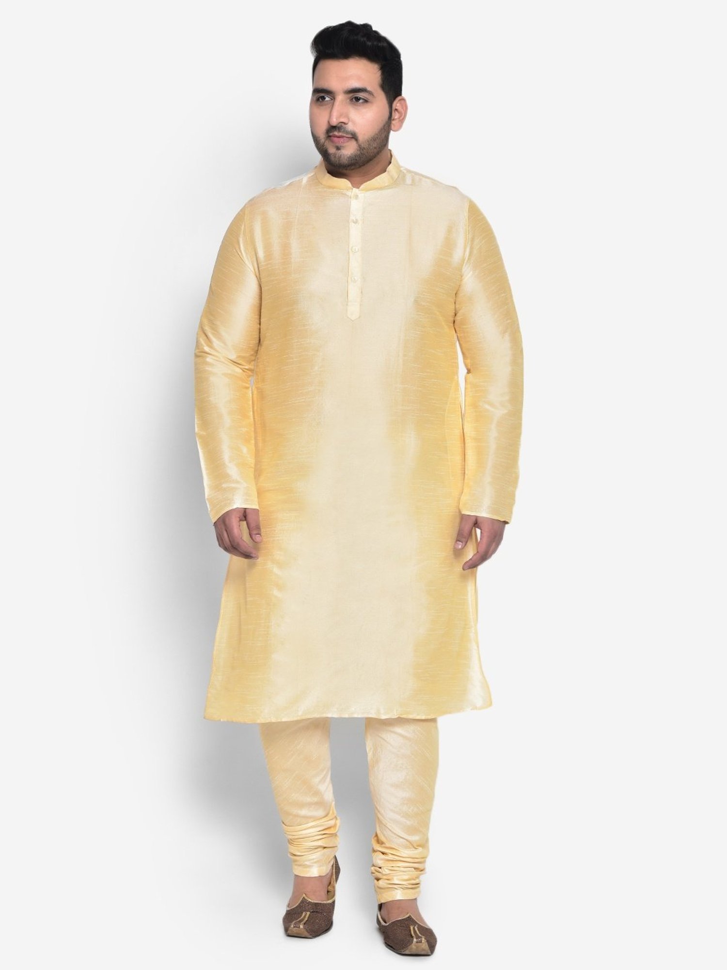 KISAH PLUS Beige Regular Fit Jacquard Kurta Set With Jacket