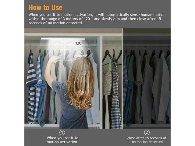 60 LED Motion Sensor Under Cabinet Closet Light USB Rechargeable Kitchen Lamp US