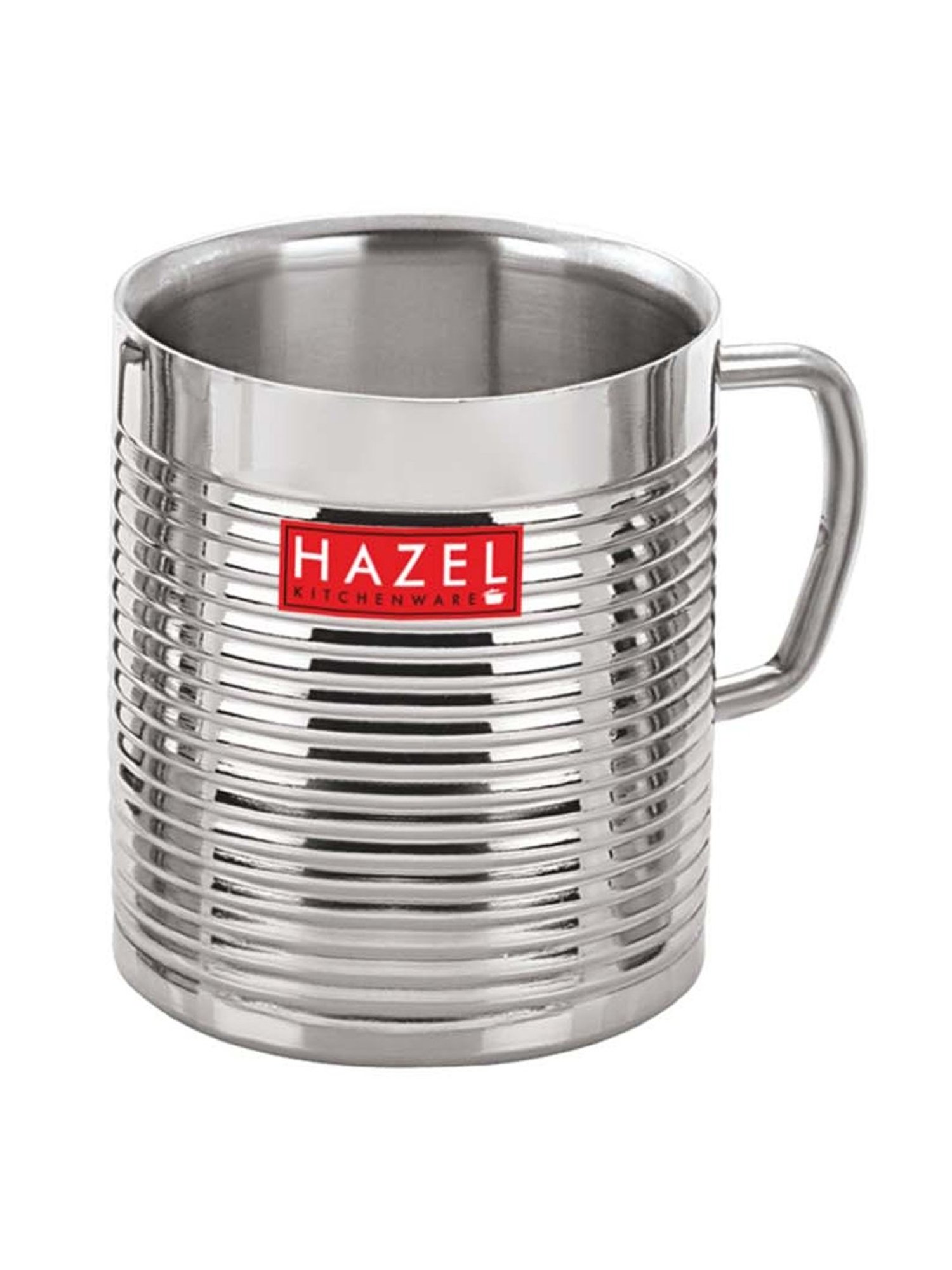 HAZEL Silver Stainless Steel Tea & Coffee Aishwarya Mug - Set of 1
