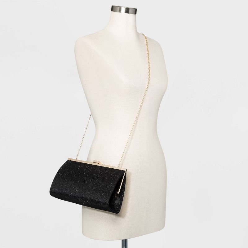Estee & Lilly Bar Clasp Closure Shimmer Frame Clutch - Black