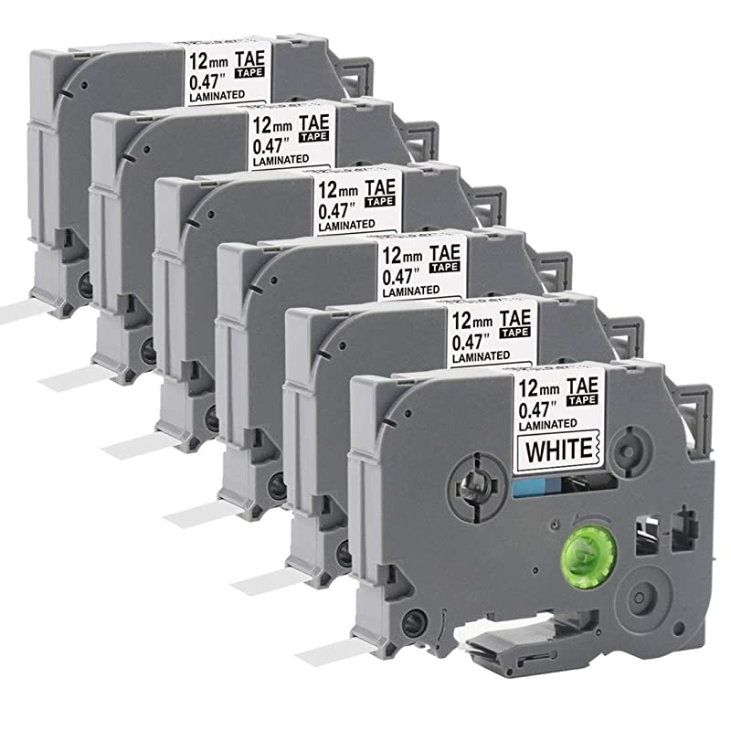 Label Tape Replacement for Brother TZe231 TZ231 Laminated PTouch Label Maker Tape Black on White Work on PTouch PTH110 PTD200 PTD600047 x 26212mm x 8m6Pack