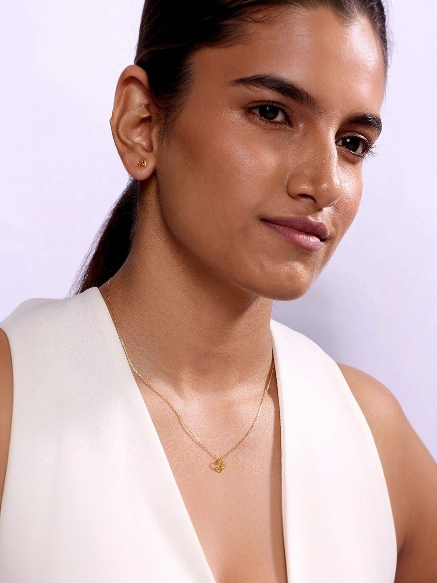 Mia by Tanishq Intertwined Hearts 14k Gold Necklace Set