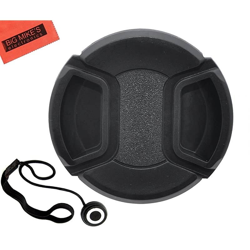 Universal SnapOn Lens Cap for Nikon 1855mm f3556G ED AFS DX Nikkor Zoom Lens + Cap Keeper + Microfiber Cleaning Cloth