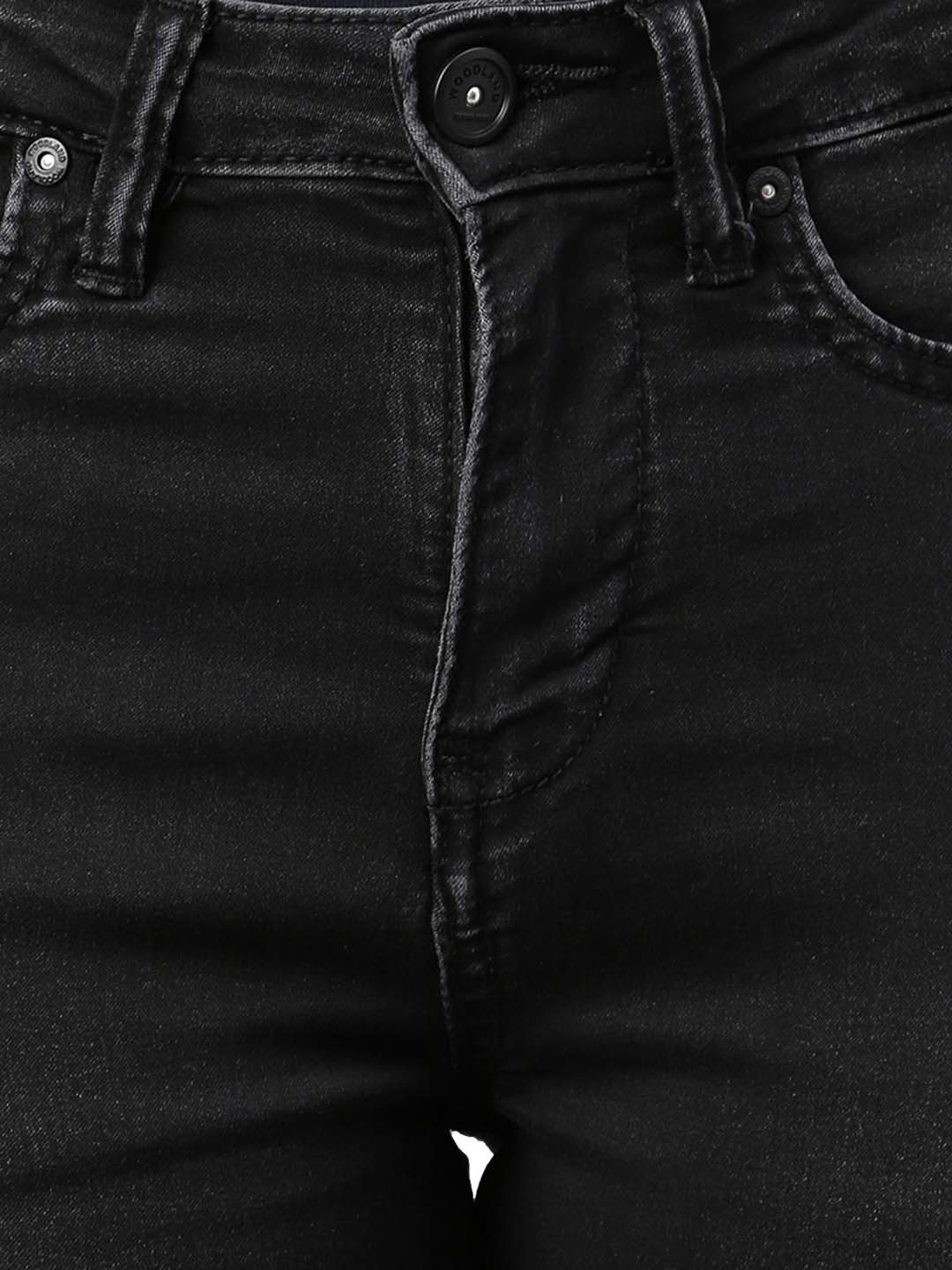 Woodland Black Regular Fit Lightly Washed Jeans