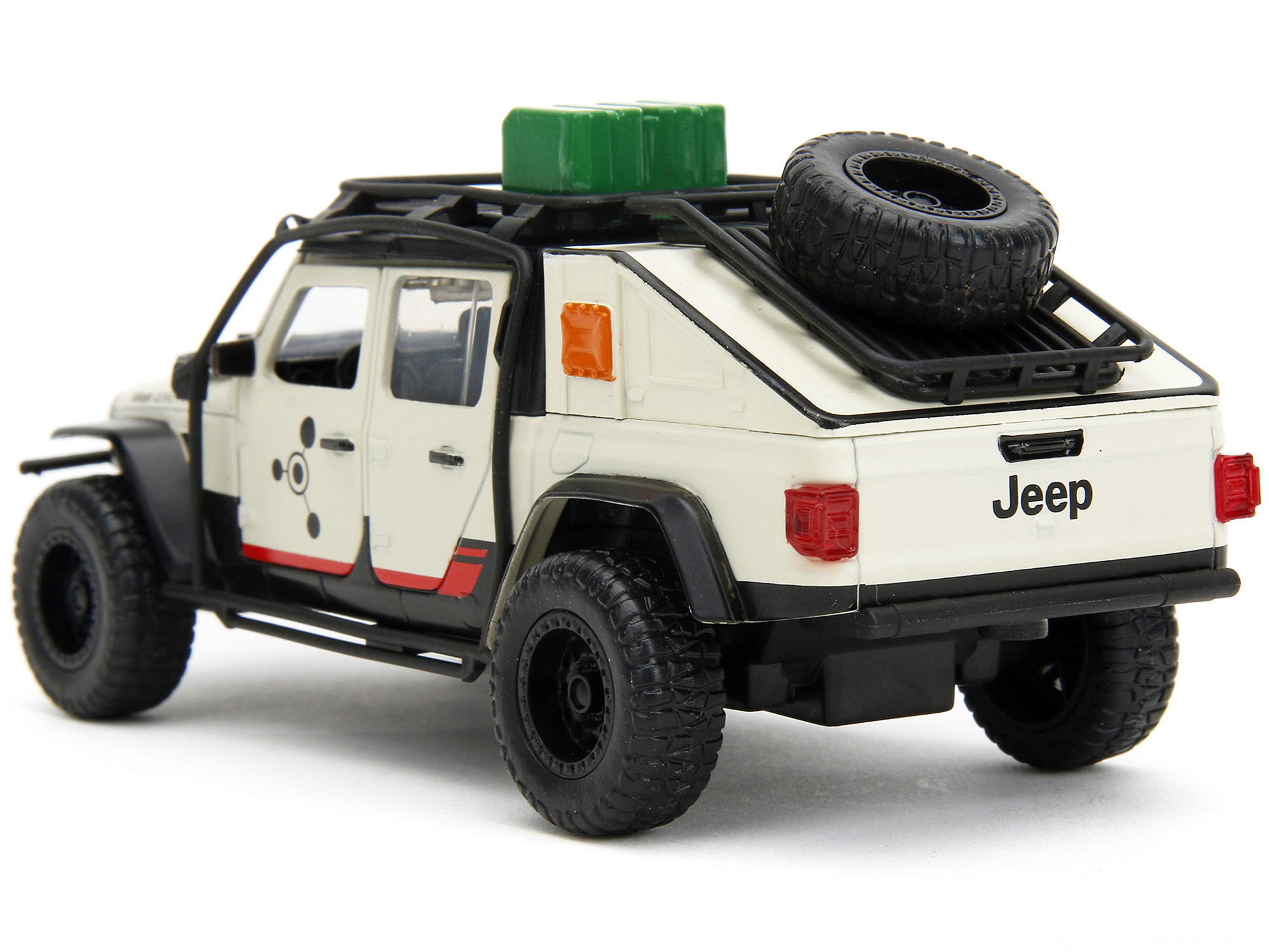 Jeep Gladiator Pickup Truck with Equipment Shell Beige with Graphics "Biosyn Genetics" "Jurassic World Dominion" (2022) Movie "Hollywood Rides" Series 1/32 Diecast Model Car by Jada